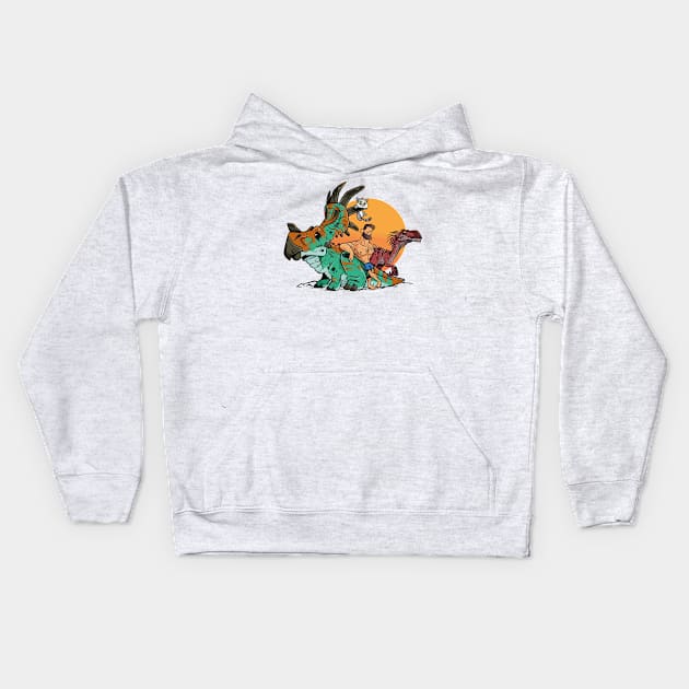 Dino Fun: Unexpected Adventures Kids Hoodie by WorldDinosaurs